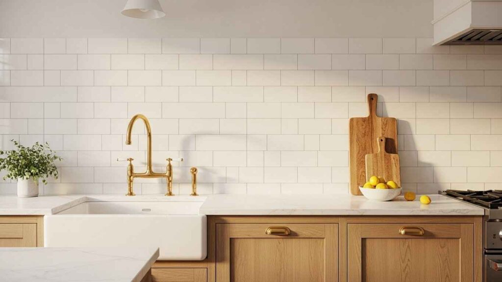 Subway Tile with Brass Hardware