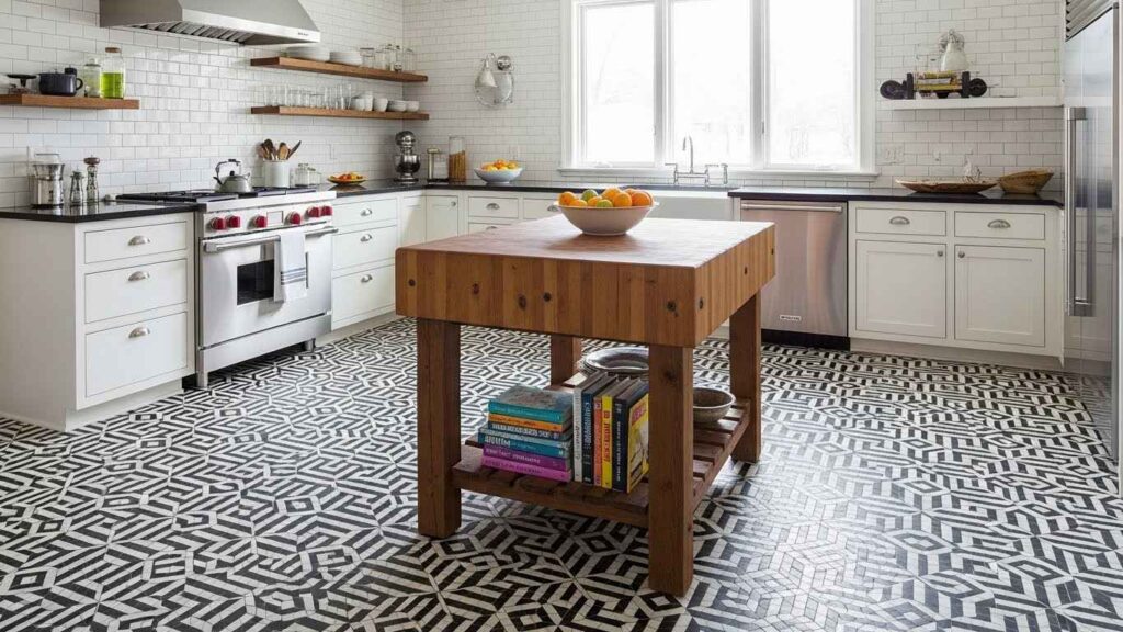 Subway Tile with Geometric Floors