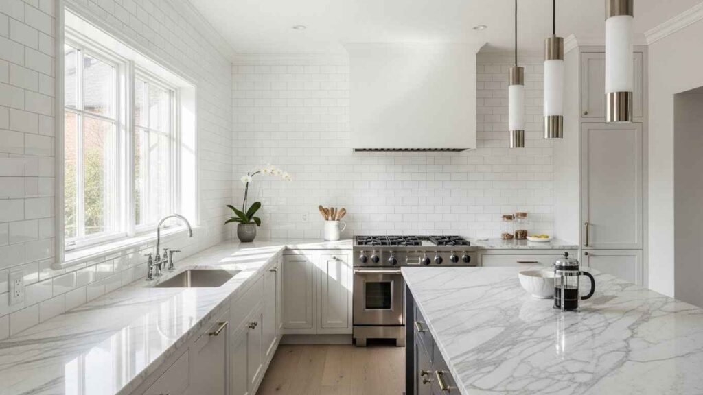 Subway Tile with Marble Countertops