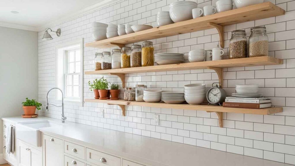 Subway Tile with Open Shelving