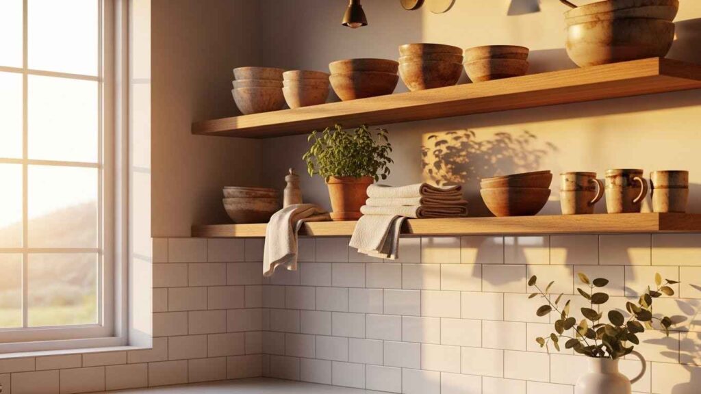 Subway Tile with Wood Accents