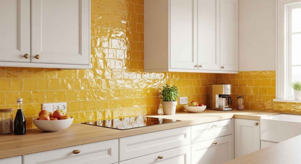 Sunny Yellow Zellige Tile Wall