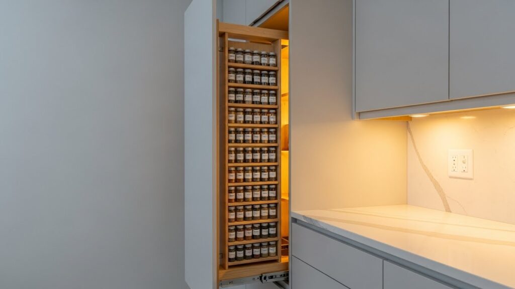 Tall Cabinet with Integrated Spice Rack