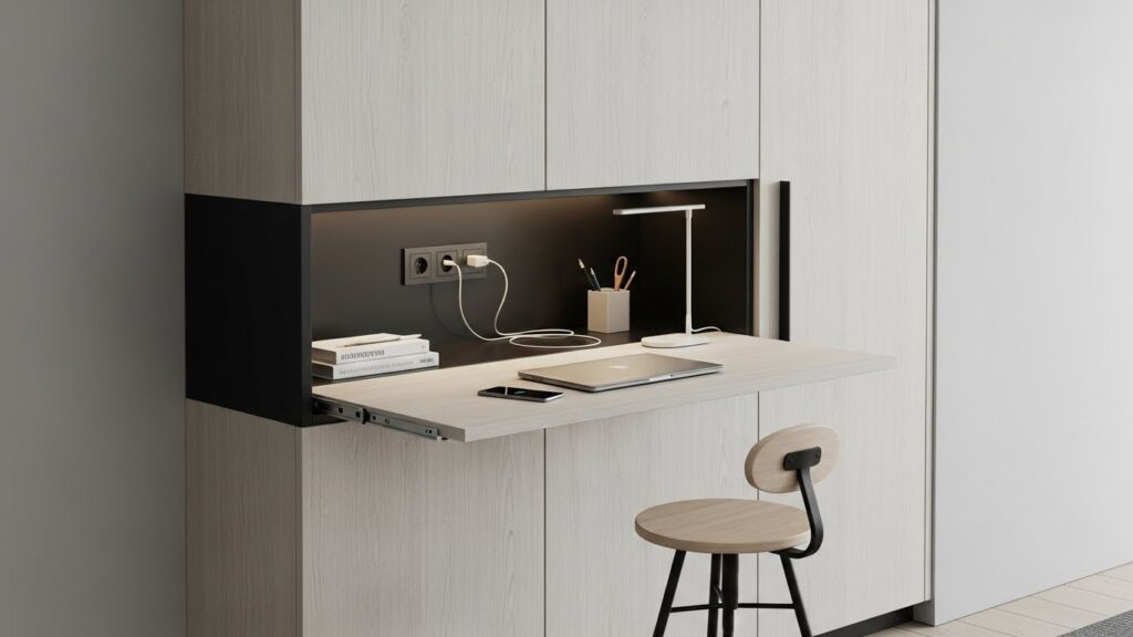 Tall Cabinets with a Built-In Desk or Command Center