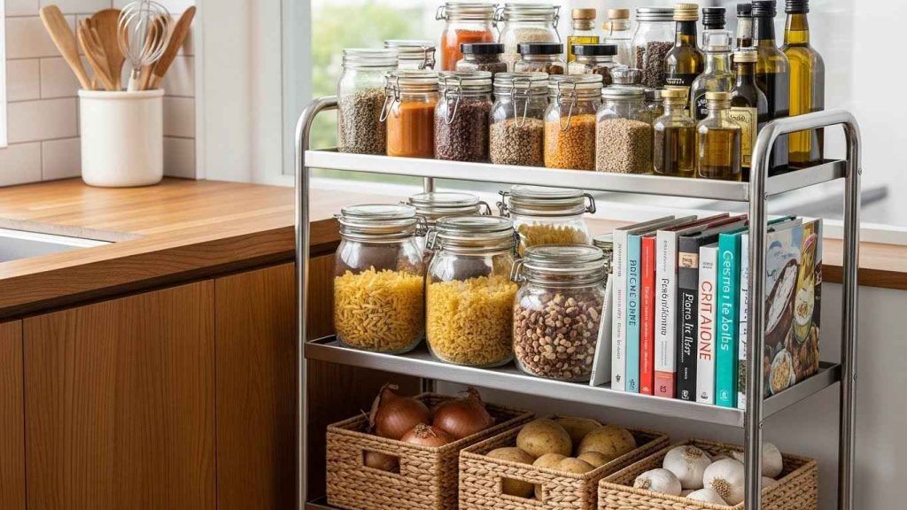 Tall Rolling Cart for Pantry Items