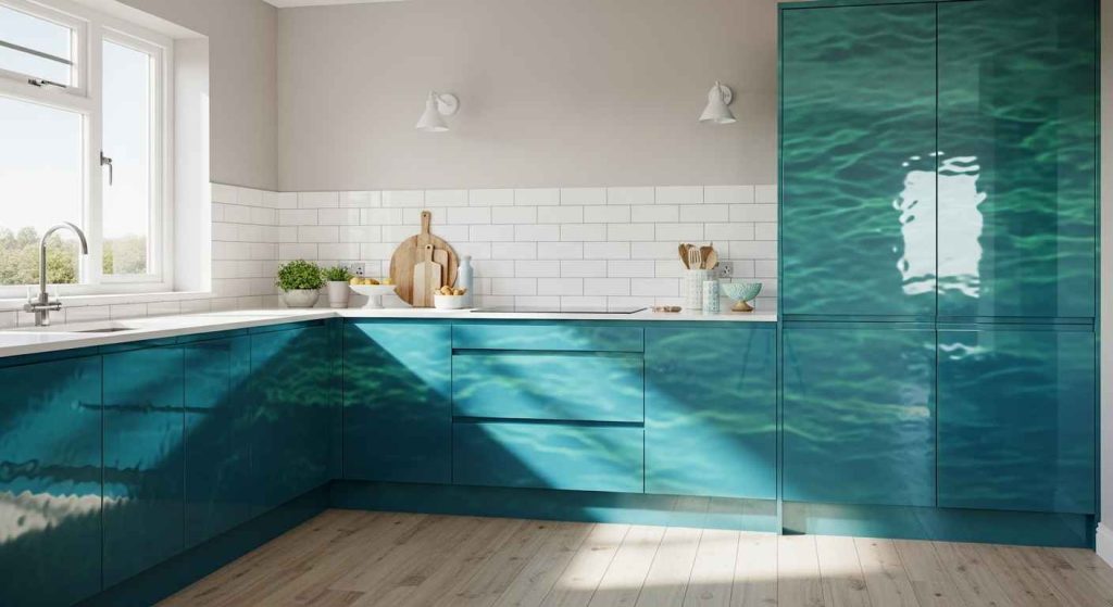 Teal High-Gloss Cabinet Doors