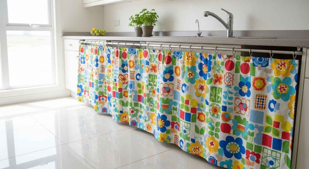 Tension Rod Sink Skirt