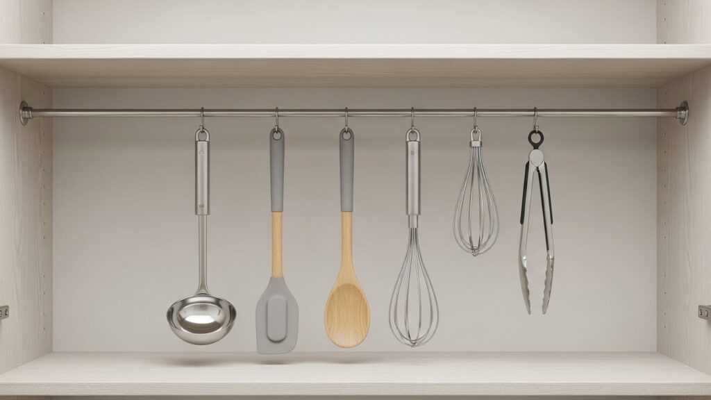Tension Rod Utensil Holder