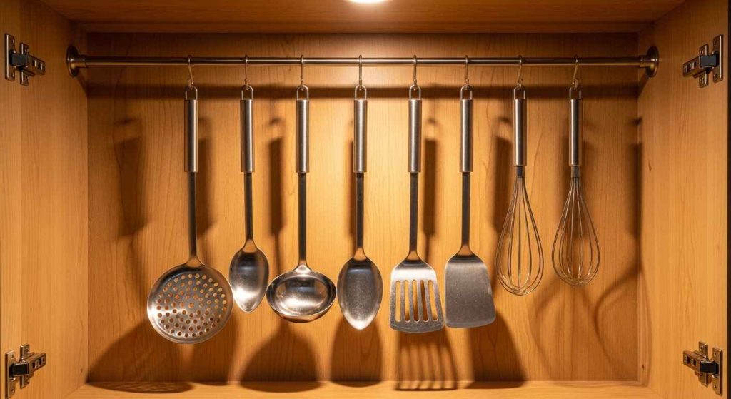 Tension Rod Utensil Rack