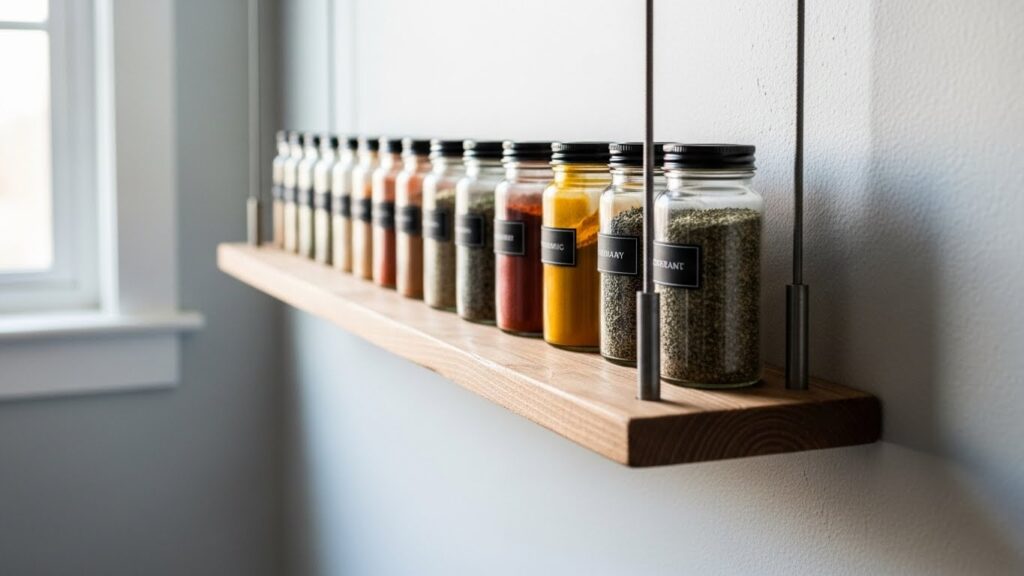 Tension Rod and Wood Display