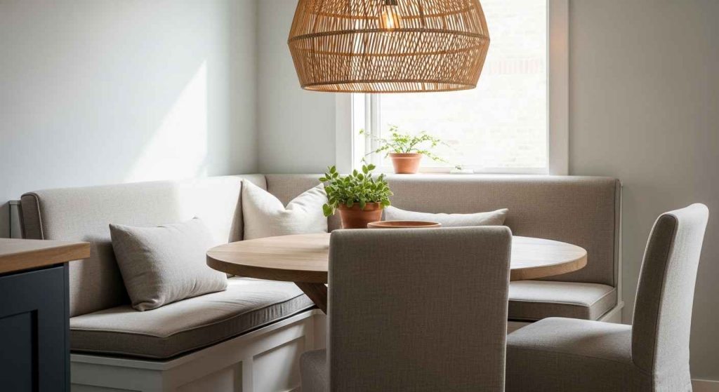 Textural Linen and Rattan Details