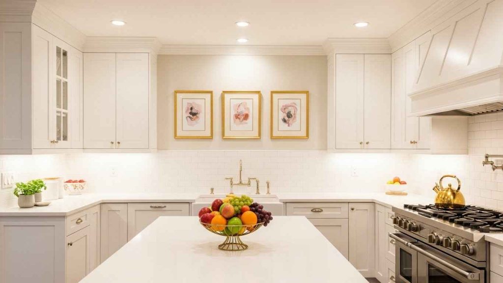 The All-White Base with Gold Accents