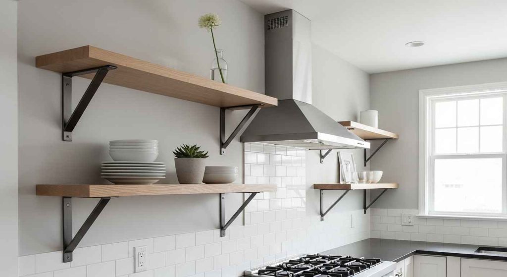 The Angled Bracket Modern Kitchen Shelves