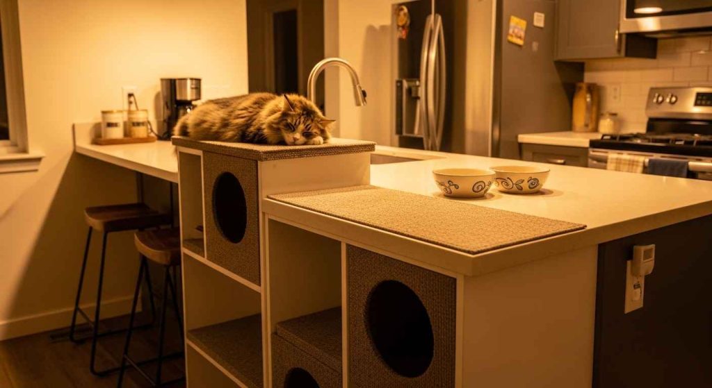 The Cozy Cat Condo Built Into the Island