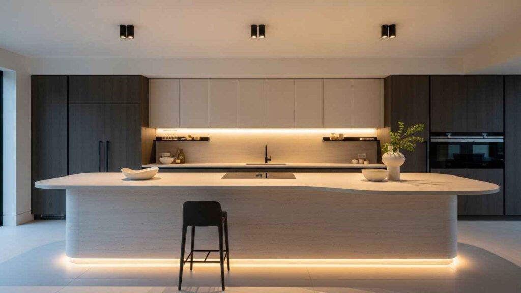 The Curved Island for Soft Movement