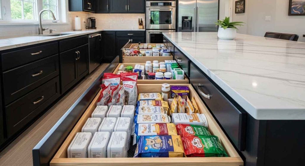 The Doggy Dinner Station with a Dedicated Drawer