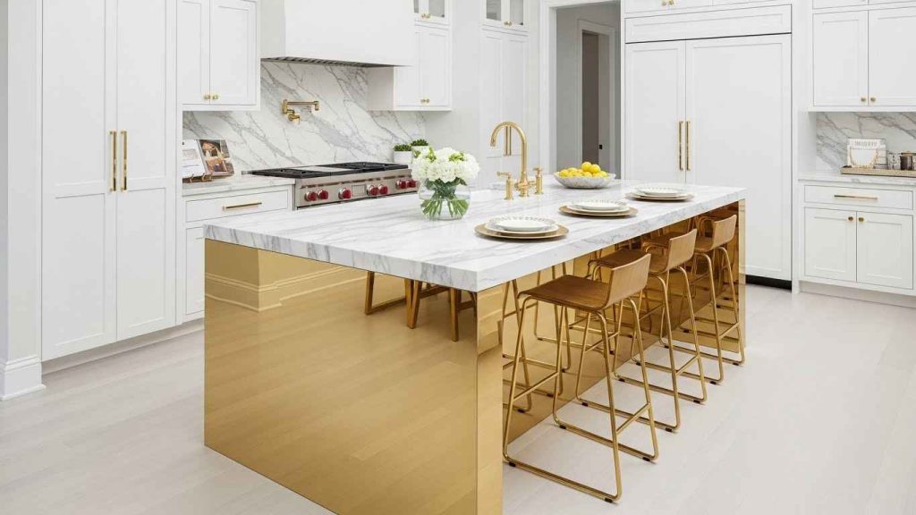 The Glamorous Gold Kitchen Island