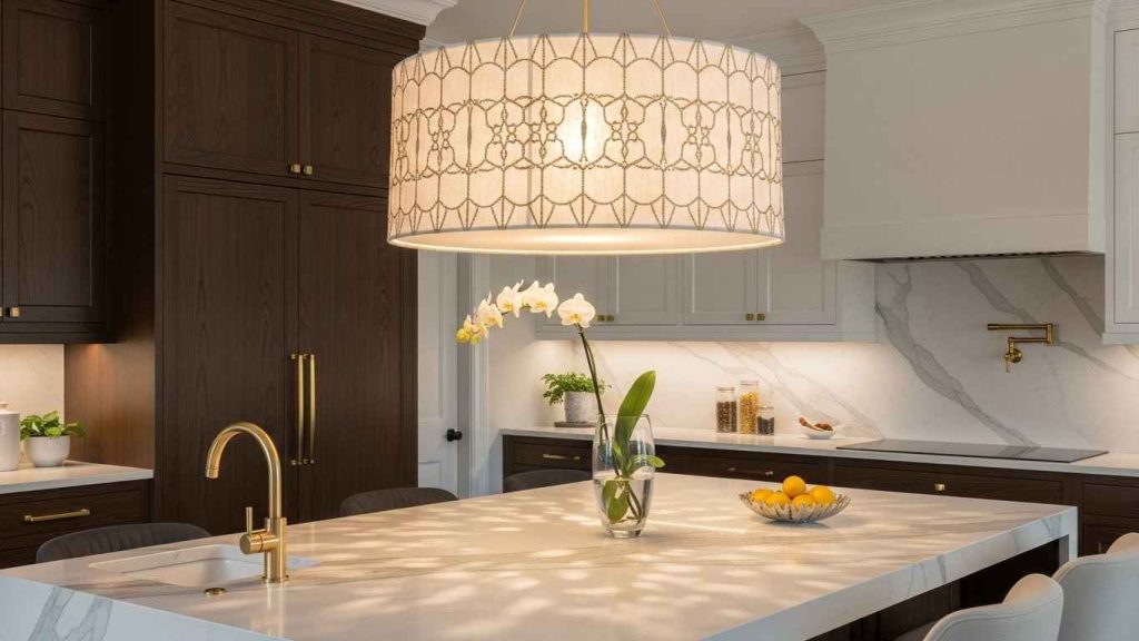 The Grand Gold-Stitched Pendant Light