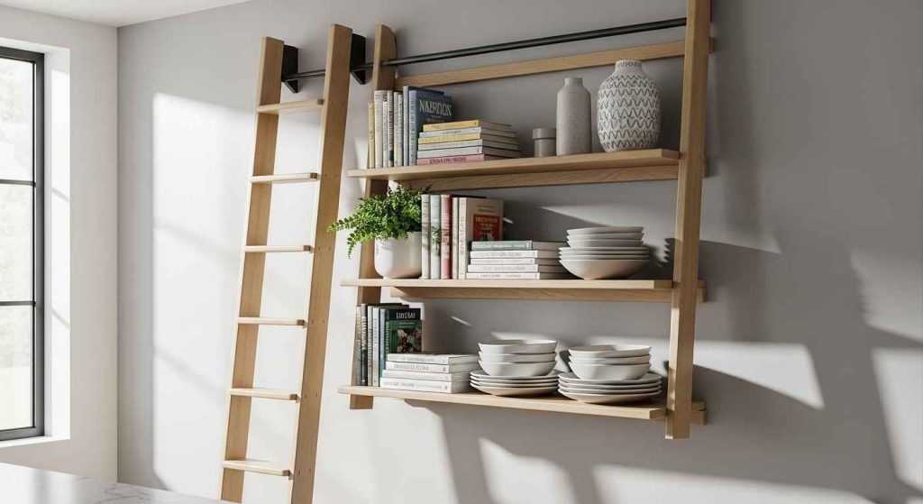 The Ladder-Style Modern Kitchen Shelves