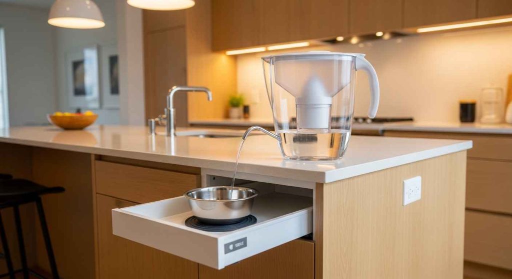 The Slide-Out Water Bowl for Easy Refills