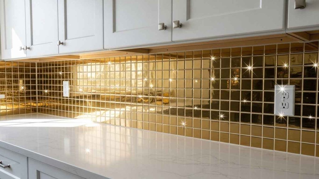 The Sparkle of a Gold Tile Backsplash