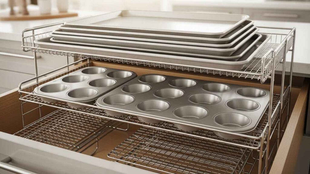 Tiered Baking Sheet Storage