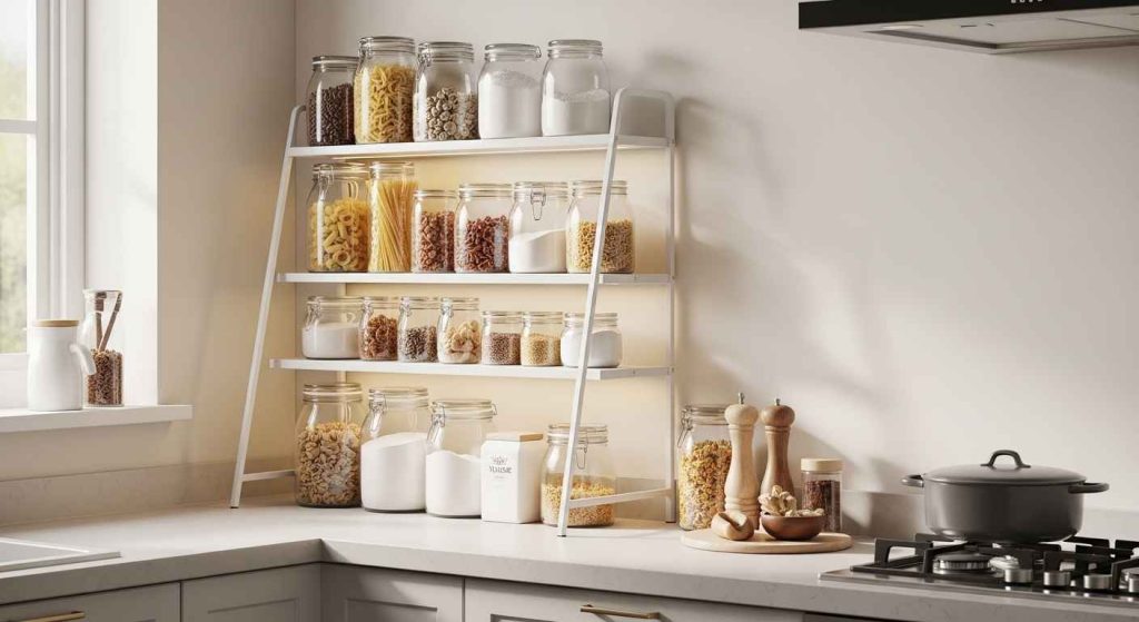 Tiered Corner Shelf Rack