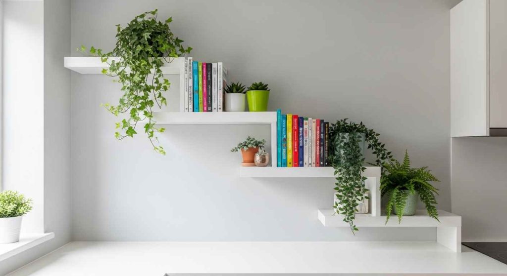 Tiered White Shelves for Maximum Impact