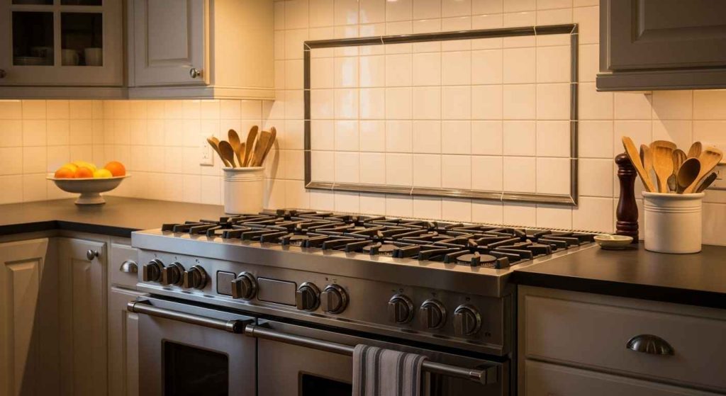 Timeless Tile Backsplash Behind Stove