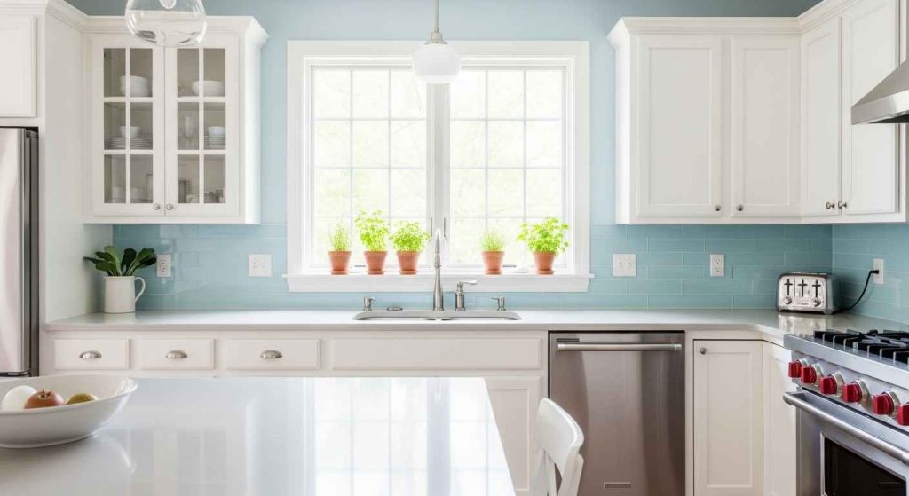 Tranquil Sky Blue Backsplash
