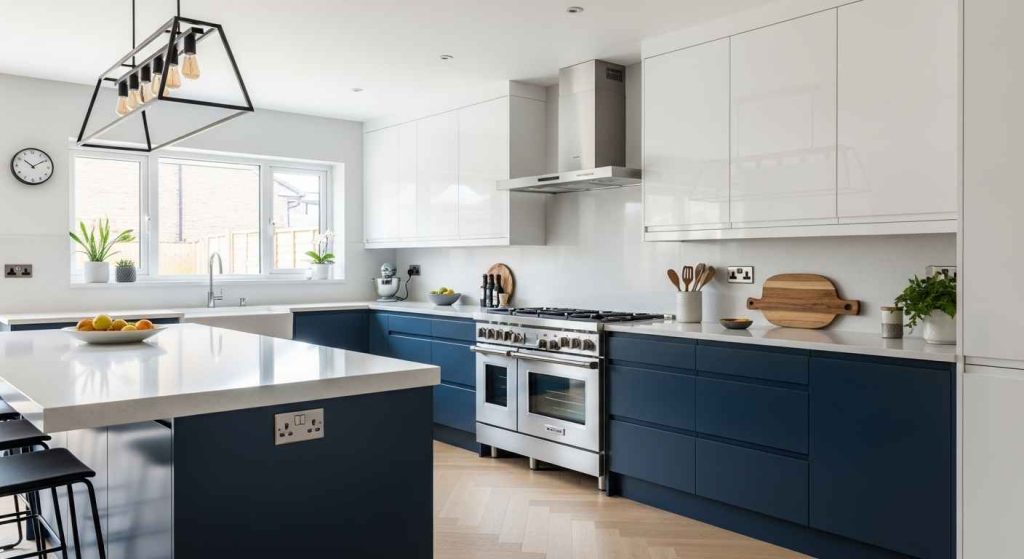 Two-Tone Glossy Cabinet Design