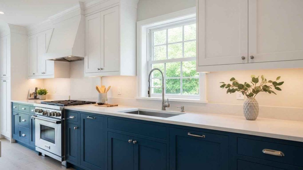 Two-Tone White Cabinet Design