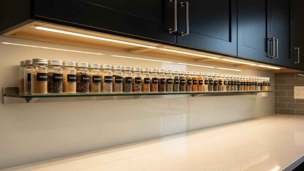 Under-Cabinet Glass Display Shelves