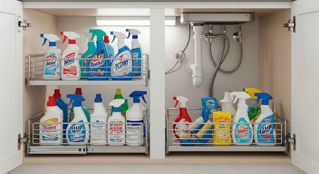 Under-Sink Sliding Drawer for Cleaners