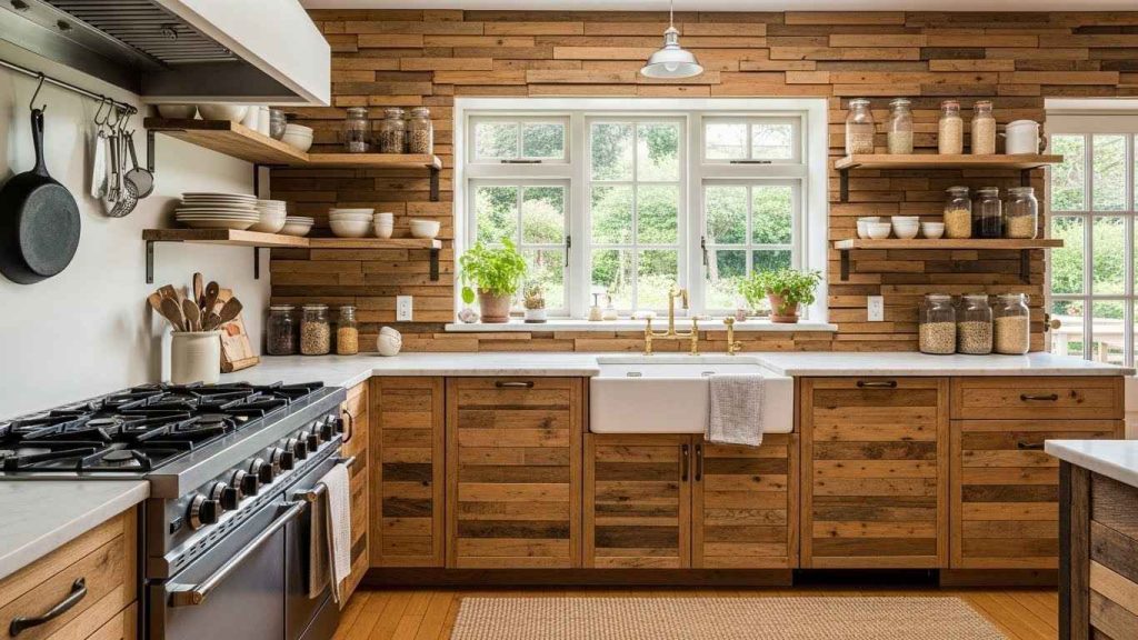 Upcycled Pallet Wood Backsplash