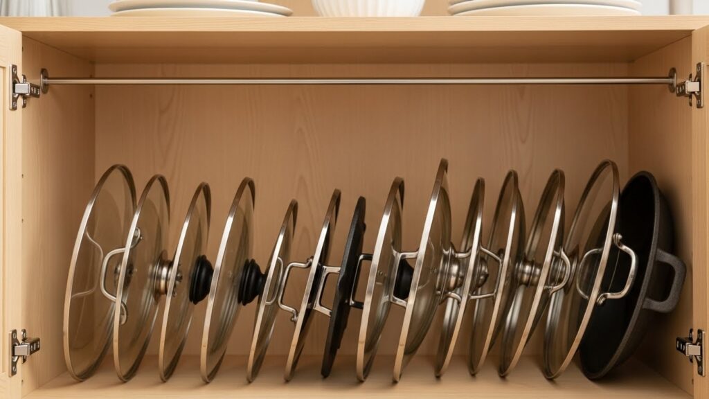 Use Tension Rods for Lids