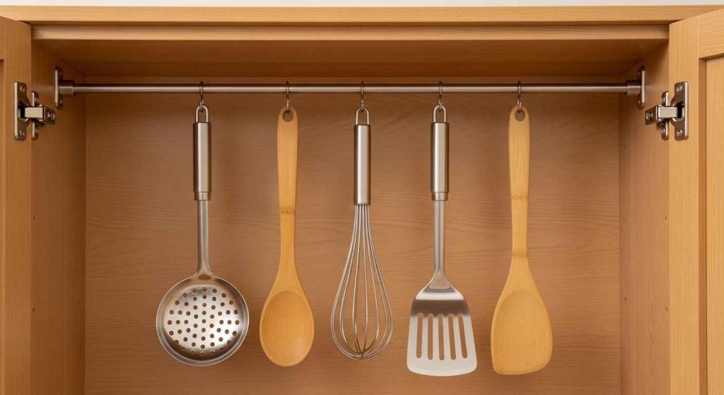 Use Tension Rods for Utensils