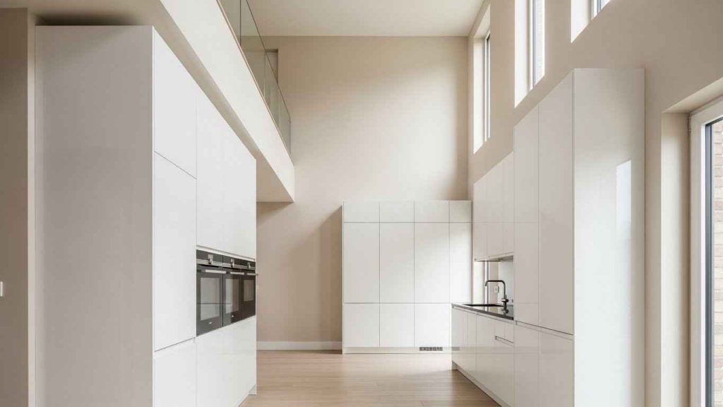 Vertical Glossy Cabinets for Height