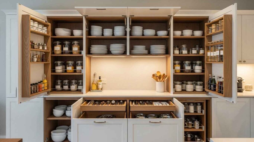 Vertical Storage for White Cabinets