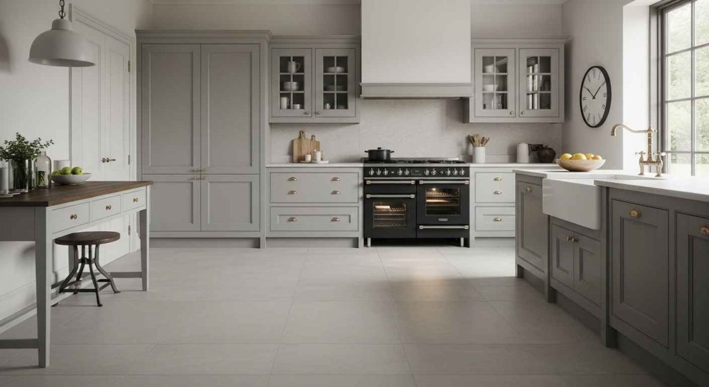 Visually Expanding Light Grey Tiles