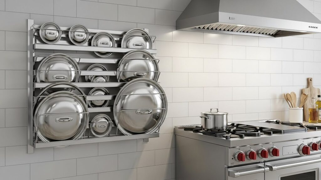 Wall-Mounted Pot Lid Racks