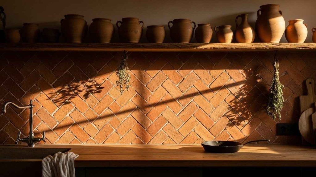 Warm Terracotta Herringbone Tile