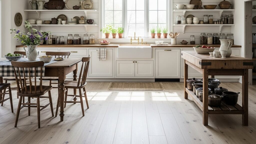 Warm Whitewashed Hardwood Floors