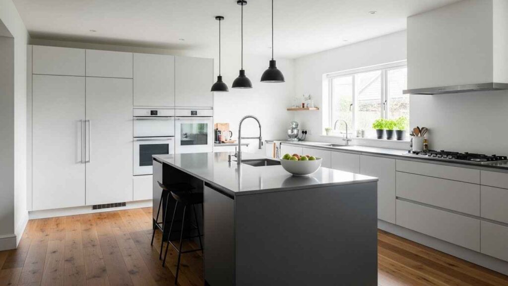 Warm Wood Floors with Matte White