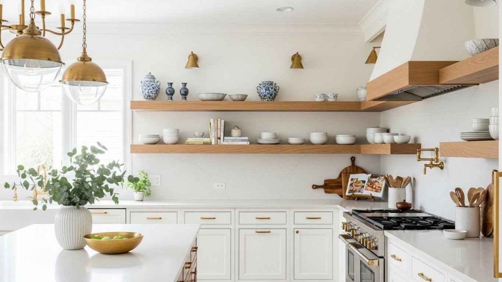 Warm Wood Tones & Gold Accents