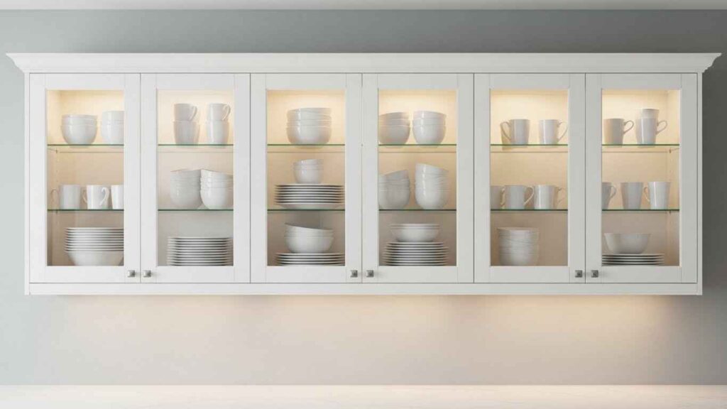 White Cabinetry with Glass Fronts