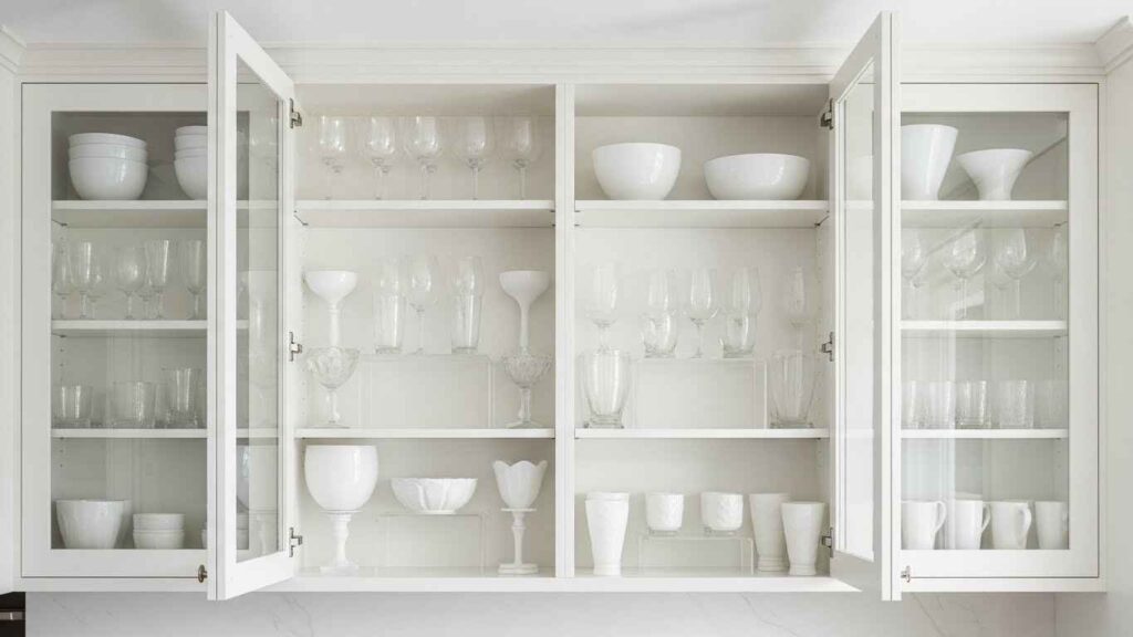 White Cabinetry with Glass Fronts