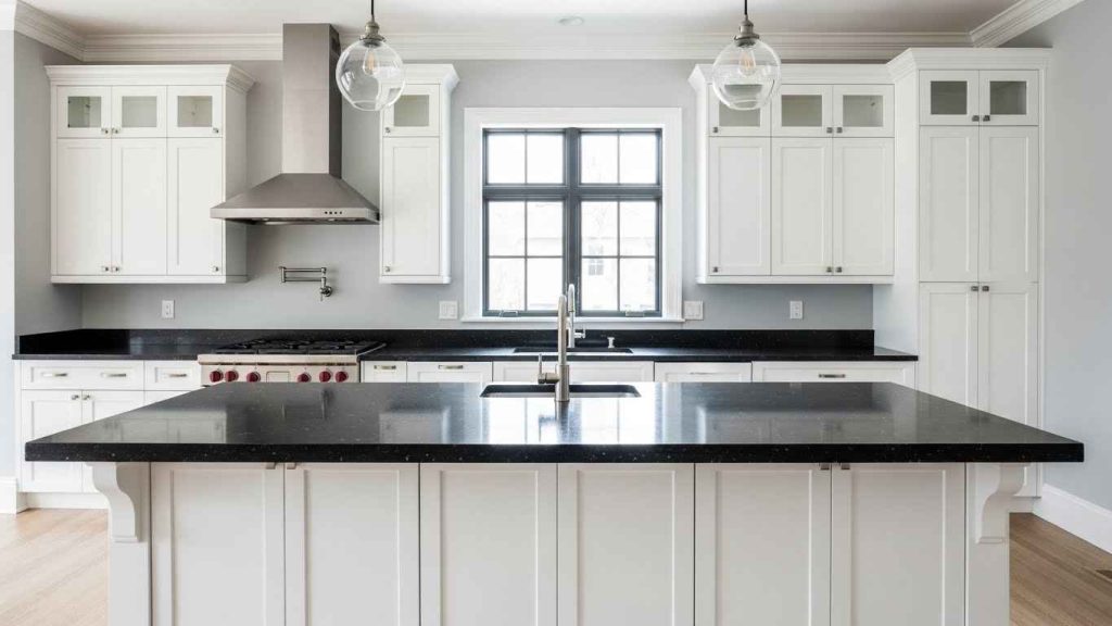 White Cabinets with Dark Countertops