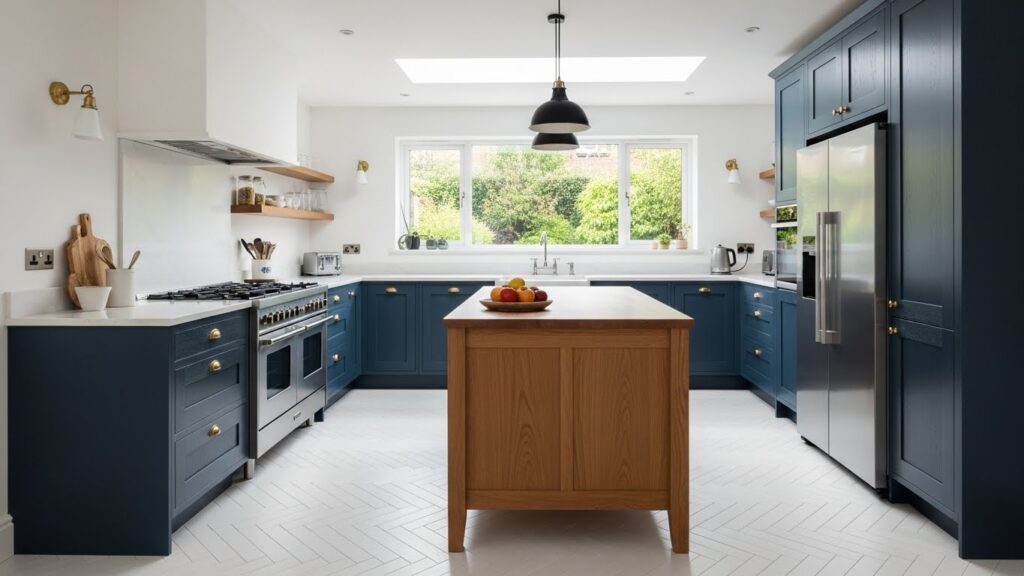 White Flooring with Dark Accents