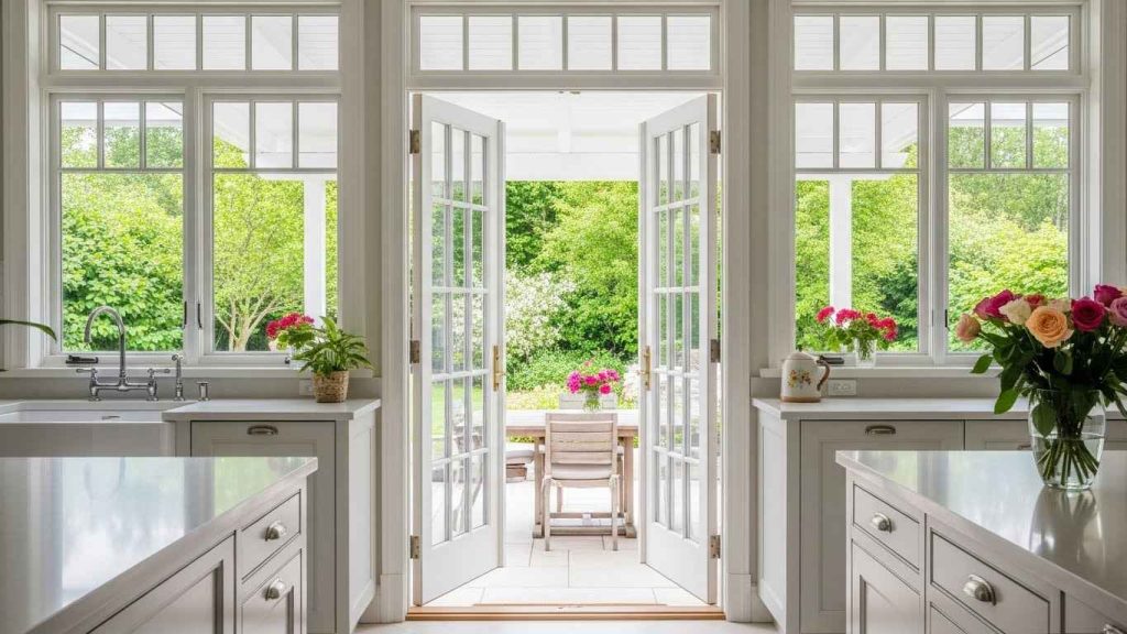 White French Doors with Side Panels